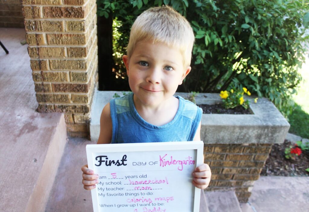 homeschool boy begins kindergarten