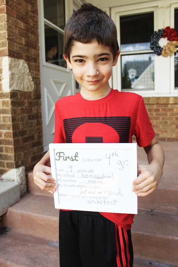 boy begins fourth grade homeschool