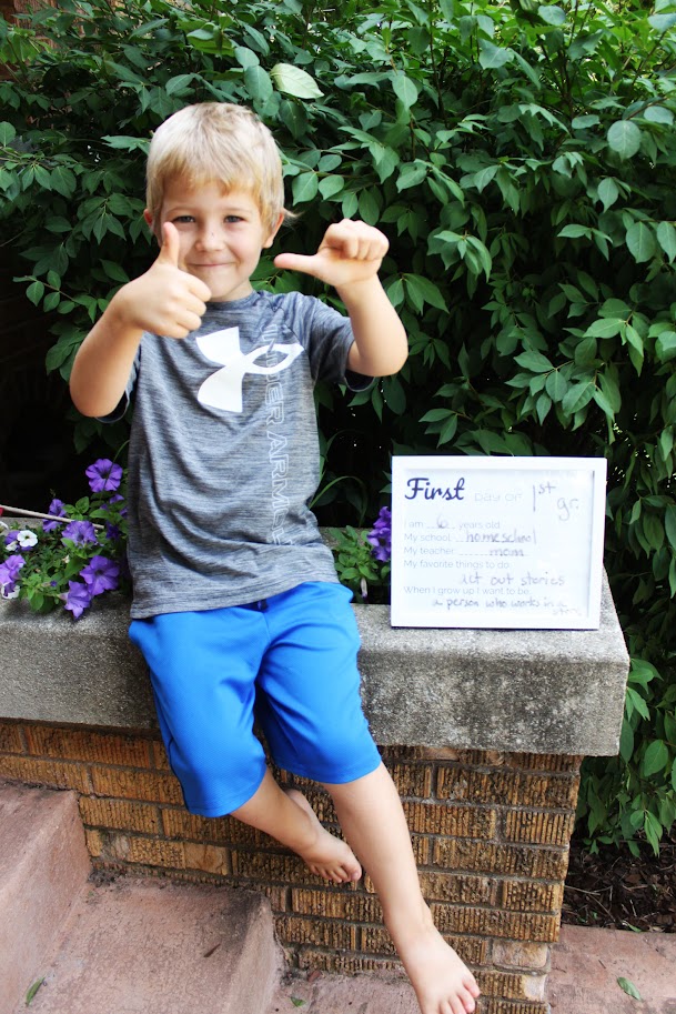 boy begins first grade homeschool