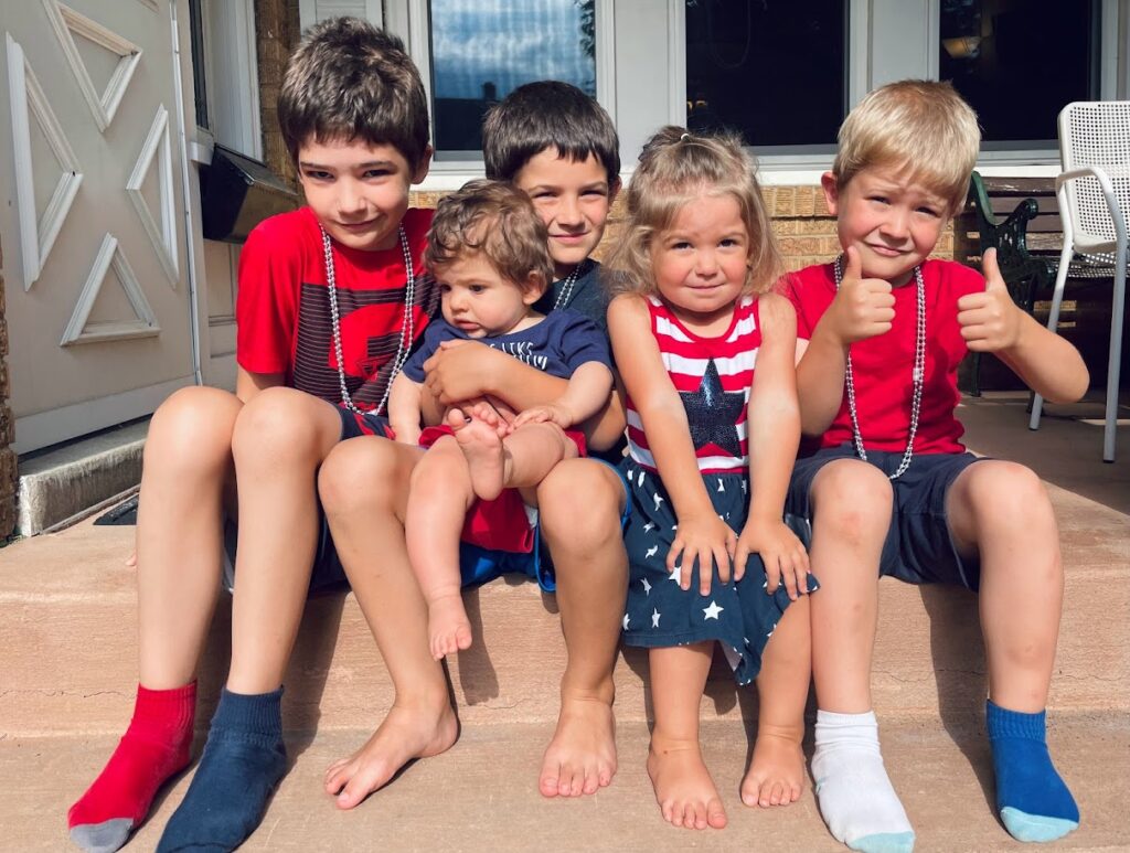 five homeschool children celebrate independence day