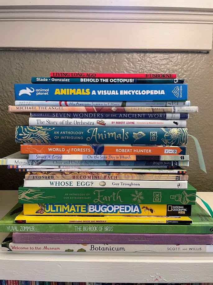 pile of books from the cc cycle 1 book list